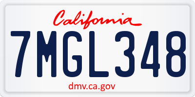 CA license plate 7MGL348