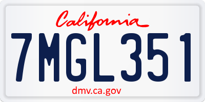 CA license plate 7MGL351