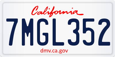 CA license plate 7MGL352