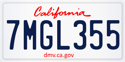 CA license plate 7MGL355