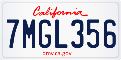CA license plate 7MGL356