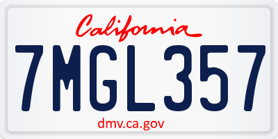 CA license plate 7MGL357