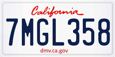 CA license plate 7MGL358