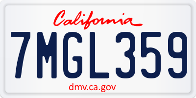 CA license plate 7MGL359