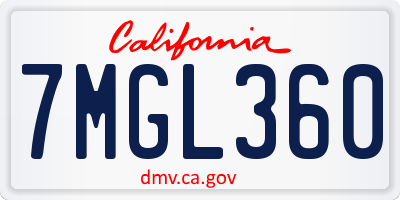 CA license plate 7MGL360