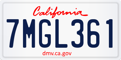 CA license plate 7MGL361