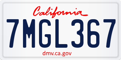 CA license plate 7MGL367