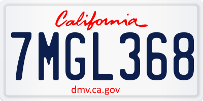 CA license plate 7MGL368