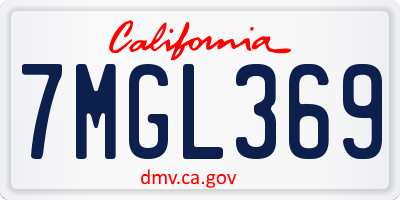 CA license plate 7MGL369