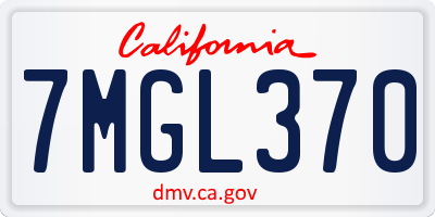 CA license plate 7MGL370