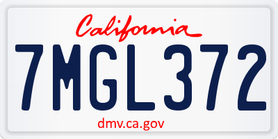CA license plate 7MGL372