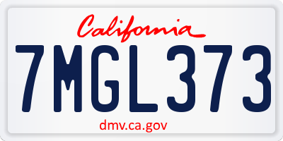 CA license plate 7MGL373