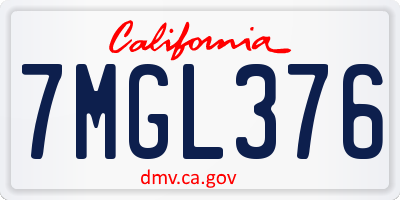CA license plate 7MGL376