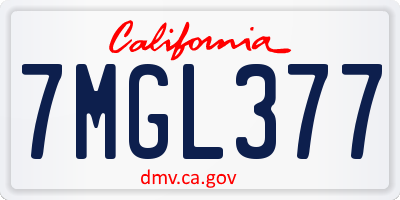 CA license plate 7MGL377