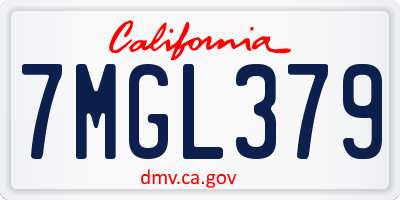 CA license plate 7MGL379