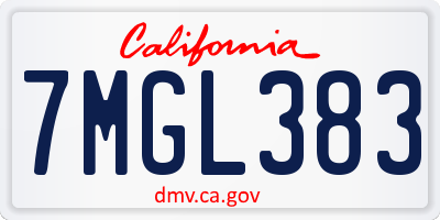 CA license plate 7MGL383