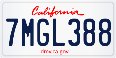 CA license plate 7MGL388