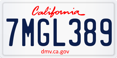 CA license plate 7MGL389