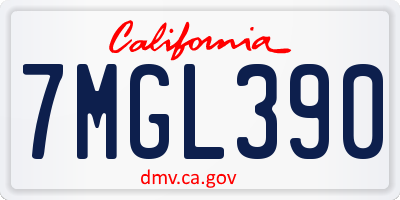 CA license plate 7MGL390