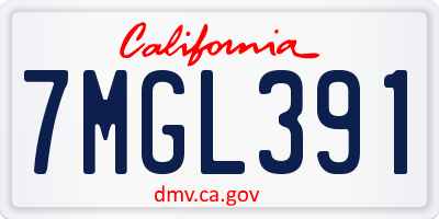 CA license plate 7MGL391