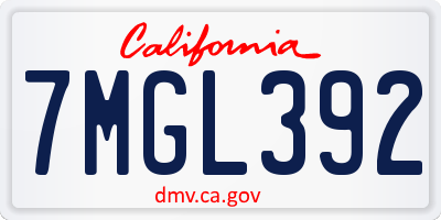 CA license plate 7MGL392