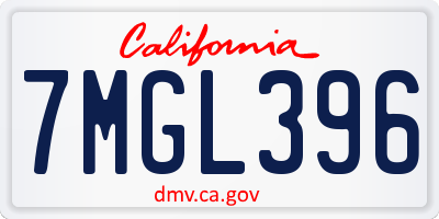 CA license plate 7MGL396