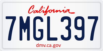 CA license plate 7MGL397