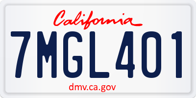CA license plate 7MGL401