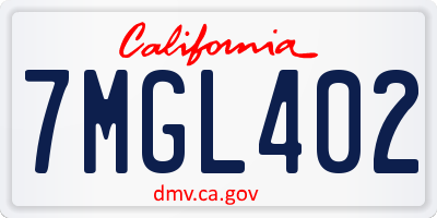 CA license plate 7MGL402
