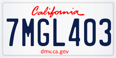 CA license plate 7MGL403
