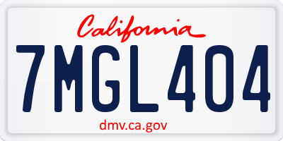 CA license plate 7MGL404