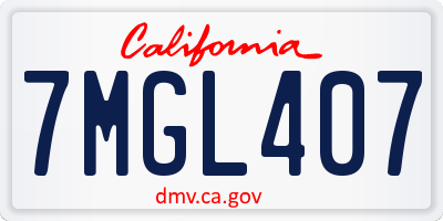 CA license plate 7MGL407