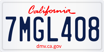 CA license plate 7MGL408