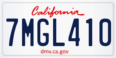 CA license plate 7MGL410