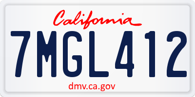 CA license plate 7MGL412