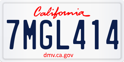 CA license plate 7MGL414