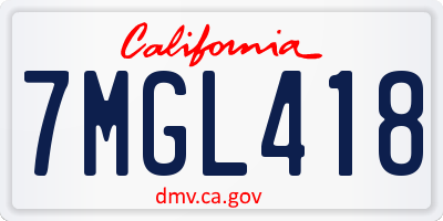 CA license plate 7MGL418
