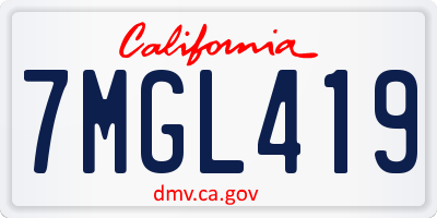 CA license plate 7MGL419