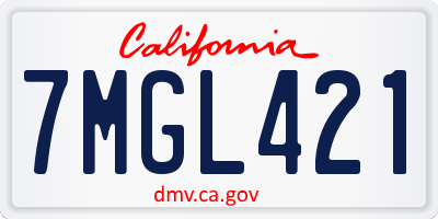 CA license plate 7MGL421