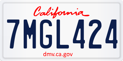 CA license plate 7MGL424