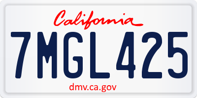 CA license plate 7MGL425