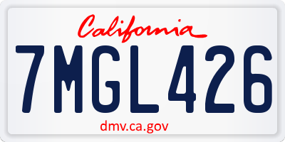 CA license plate 7MGL426