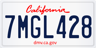 CA license plate 7MGL428