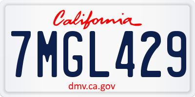 CA license plate 7MGL429