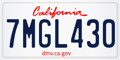 CA license plate 7MGL430