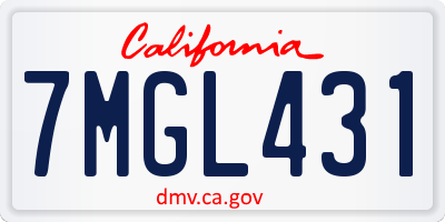 CA license plate 7MGL431