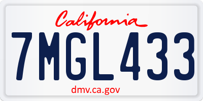 CA license plate 7MGL433