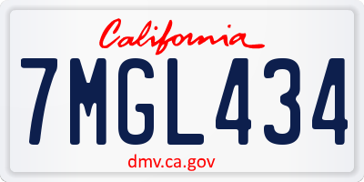 CA license plate 7MGL434