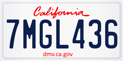 CA license plate 7MGL436