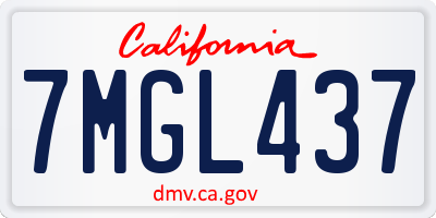 CA license plate 7MGL437